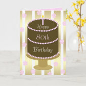 80e carte d'anniversaire gâteau en rose (Fleur jaune)