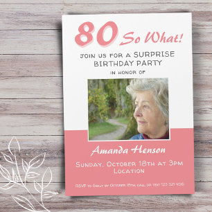 80e Carte d'invitation photo d'anniversaire surpri