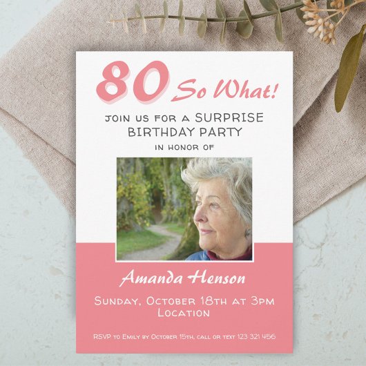 80e Carte d'invitation photo d'anniversaire surpri