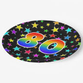80e Evenement: Vet, Leuk, Kleurrijke Regenboog 80 Papieren Bordje (Gekanteld)