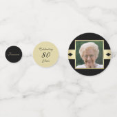 80e fête d'anniversaire confetti avec photo en noi (Devant)