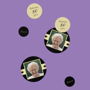 80e fête d'anniversaire confetti avec photo en noi
