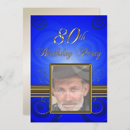 80e fête d'anniversaire Invitation (Devant / Derrière)