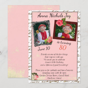 80e Foto Birthday Party Invitation Kaart