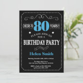 80e Invitation Anniversaire Tableau noir et bleu (Debout devant)
