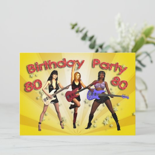 80e invitation de fête d'anniversaire avec un grou (Debout devant)