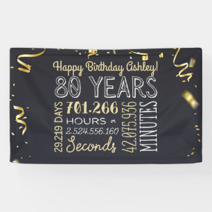 80e jaarbanner - 80 jaar in uren en seconden spandoek