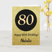 80e Joyeux Anniversaire Carte Parties scintillant  (Fleur jaune)