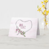 80e Jubileum Ribbon Heart Kaart (Gele Bloem)