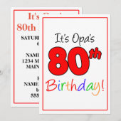 80e mijlpaal van OPA verjaardagsfeest Kaart (Voorkant / Achterkant)