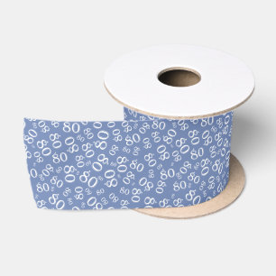 80e Moderne Willekeurige Getalpatroon Blauw/Wit Lint