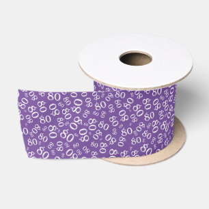 80e Moderne Willekeurige Nummer Patroon Paars/Wit Lint