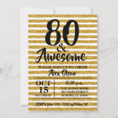 80e Parties scintillant d'or Invitations de fête d (Devant)