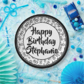 80e partij Willekeurig Nummer Patroon Zwart/Wit Papieren Bordje (Feest)