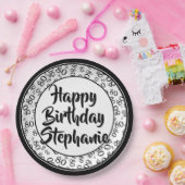 80e partij Willekeurig Nummer Patroon Zwart/Wit Papieren Bordje (Feest)