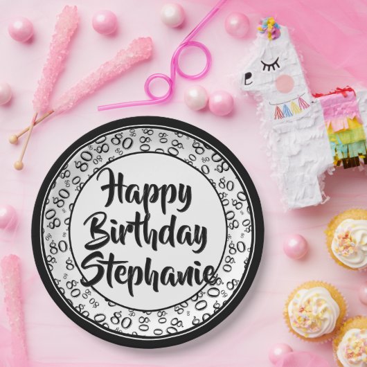 80e partij Willekeurig Nummer Patroon Zwart/Wit Papieren Bordje (Feest)