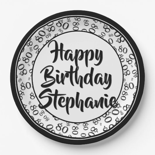 80e partij Willekeurig Nummer Patroon Zwart/Wit Papieren Bordje (Voorkant)