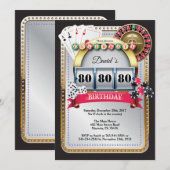 80e Poker Playing Card Casino Invitation Anniversa (Devant / Derrière)