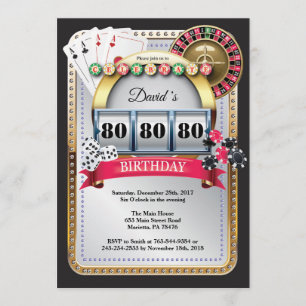 80e Poker Playing Card Casino Invitation Anniversa