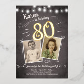 80e  Retro Foto 80e surrogaatdag Folie Uitnodiging (Voorkant)