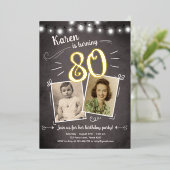 80e  Retro Foto 80e surrogaatdag Folie Uitnodiging (Staand Voorkant)