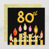 80e Sjabloon van goudkaarsen op feestdag Kaart (Voorkant / Achterkant)