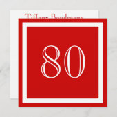 80e uitnodiging van de Birthday Party - rood (Voorkant / Achterkant)