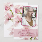 80e uitnodiging van de verjaardag | Foto | Roze or (Voorkant / Achterkant)