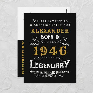 80e verjaardag 1946 Black Gold Legend Uitnodiging