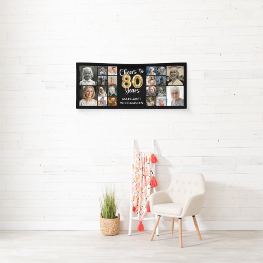 80e verjaardag 20 Photo Collage Proost op 80 jaar Spandoek (Insitu)