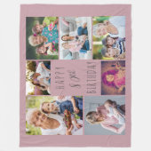 80e verjaardag 7 Foto Collage Pink Fleece Blanket (Voorkant)