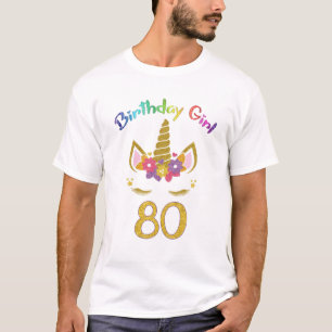 80e verjaardag , 80 jaar oud Unicorn Birthday Girl T-shirt