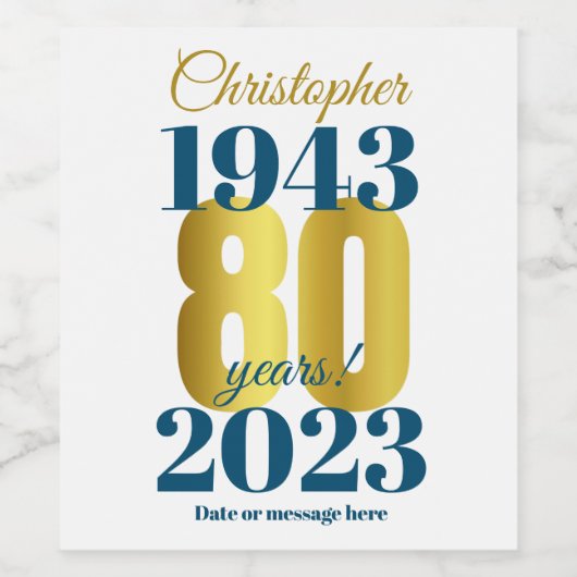 80e verjaardag aangepaste data wijn etiket (Enkel label)