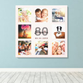 80e verjaardag aangepaste foto collage roos gouden canvas afdruk (Insitu (Houten vloer))