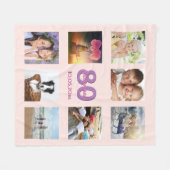80e verjaardag aangepaste foto collage roos goudro fleece deken (Voorkant (Horizontaal))