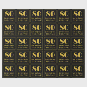 80e verjaardag ~ Art Deco Geïnspireerde look "80" Cadeaupapier