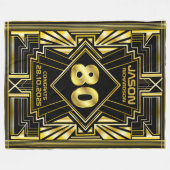 80e verjaardag Art Deco Gold Black Grote Gatsby Fleece Deken (Voorkant (Horizontaal))