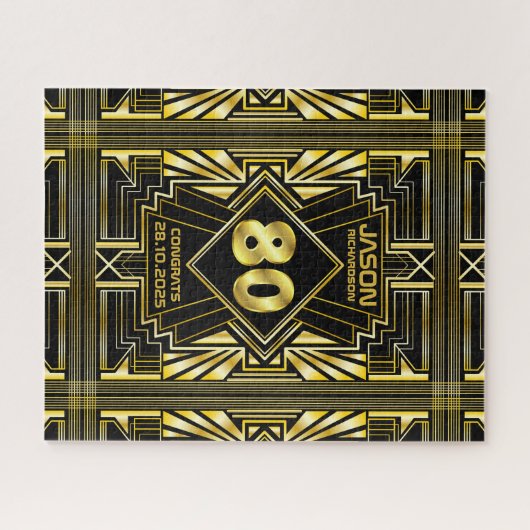 80e verjaardag Art Deco Gold Black Grote Gatsby Legpuzzel (Horizontaal)