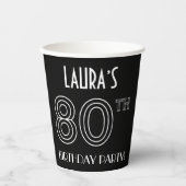 80e verjaardag: Art Deco Style + aangepaste naam Papieren Bekers (Voorkant)