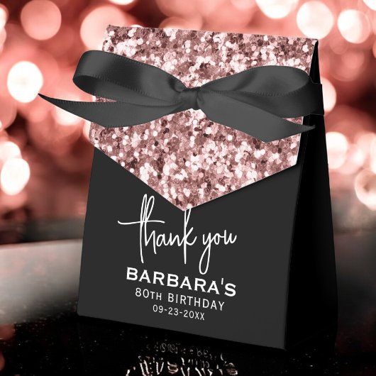 80e verjaardag Bedankt Roos Gold Glitter Script Bedankdoosjes