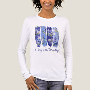80e verjaardag Blauw Juli Geboortemaand Bloem Tri-Blend Shirt