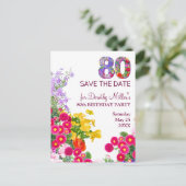 80e verjaardag Bloemen Modern 80 Aankondigingskaart (Staand voorkant)