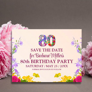 80e verjaardag Bloemen Modern 80 jaar feest Aankondigingskaart