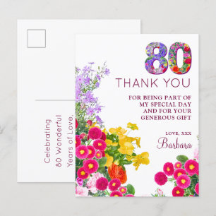 80e verjaardag Bloemen Modern 80 jaar feest Aankondigingskaart