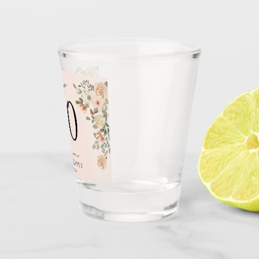 80e verjaardag  Bloemen Shot Glas (Rechts)