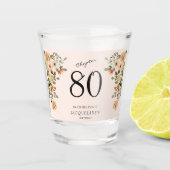 80e verjaardag  Bloemen Shot Glas (Voorkant)