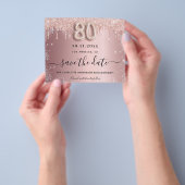 80e verjaardag blozend zilver budget save the date flyer (Hand)