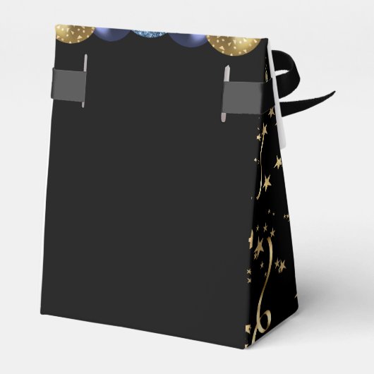 80e verjaardag Blue Glitter Balloons Favor Box Bedankdoosjes (Achterkant)