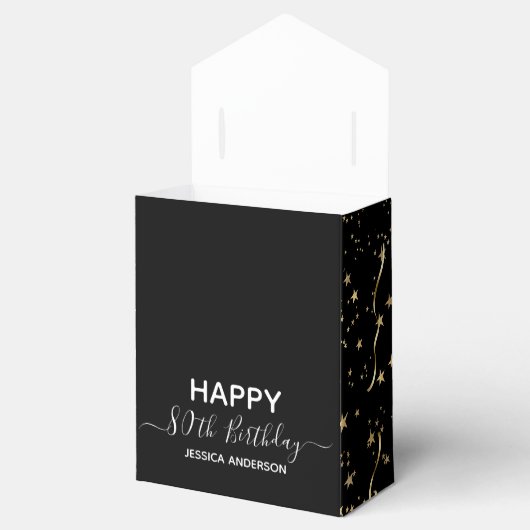 80e verjaardag Blue Glitter Balloons Favor Box Bedankdoosjes (Geopend)