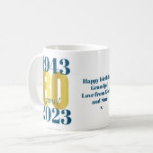 80e verjaardag Blue Gold Koffiemok (Voorkant links)